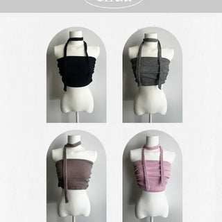 Shirred Muffler Top Set Sleeveless Tube Tank Daily