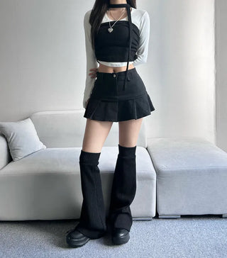 Shirred Muffler Top Set Sleeveless Tube Tank Daily