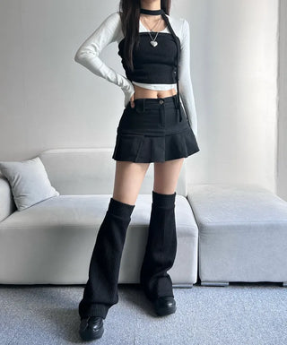 Shirred Muffler Top Set Sleeveless Tube Tank Daily