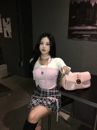 Shirred Muffler Top Set Sleeveless Tube Tank Daily