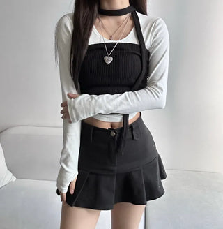 Shirred Muffler Top Set Sleeveless Tube Tank Daily