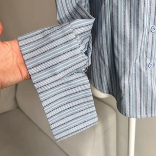 Geek Chic Striped Blue Shirt Cuff Long Sleeve