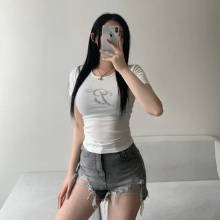 Wing Hotfix Short Sleeve Tee Stretch Basic Y2K