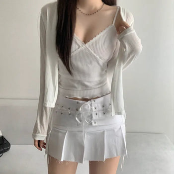 Delicate Fit V-neck Loose Cardigan Button Transitional Outerwear