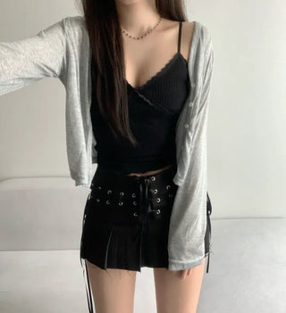 Delicate Fit V-neck Loose Cardigan Button Transitional Outerwear