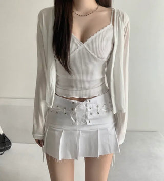 Delicate Fit V-neck Loose Cardigan Button Transitional Outerwear