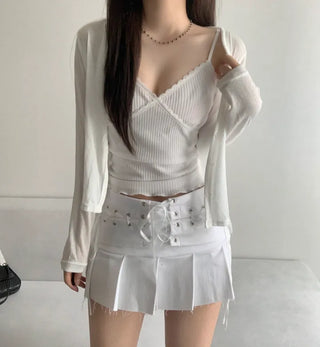 Delicate Fit V-neck Loose Cardigan Button Transitional Outerwear