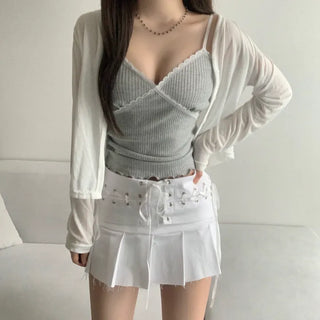 Delicate Fit V-neck Loose Cardigan Button Transitional Outerwear