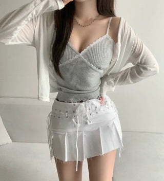 Delicate Fit V-neck Loose Cardigan Button Transitional Outerwear