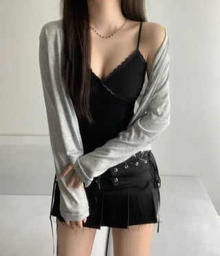 Delicate Fit V-neck Loose Cardigan Button Transitional Outerwear