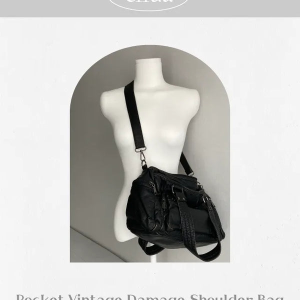 Pocket Vintage Damaged way Shoulder Bag Peddler Daily