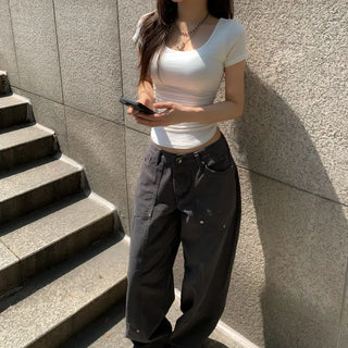 Jennie Carpenter Asymmetrical Wide Pants Fit Trousers Cotton