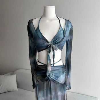 Marble Cover-up Piece Bikini Resort Look Monokini One-piece
