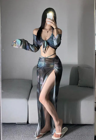 Marble Cover-up Piece Bikini Resort Look Monokini One-piece