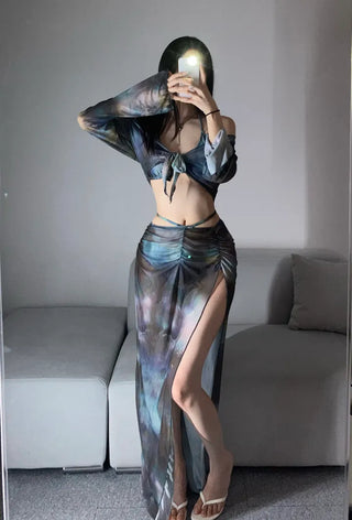 Marble Cover-up Piece Bikini Resort Look Monokini One-piece