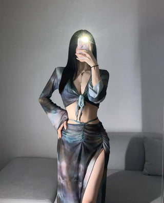 Marble Cover-up Piece Bikini Resort Look Monokini One-piece