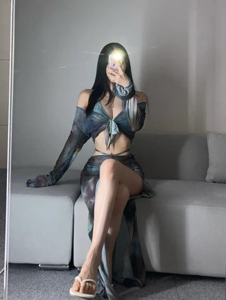 Marble Cover-up Piece Bikini Resort Look Monokini One-piece