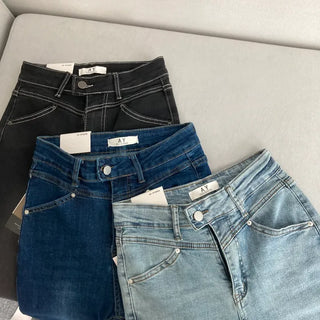 Cut Waist Long Gradient Washed Bootcut Denim Pants