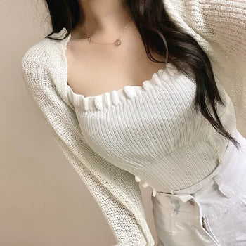 Boucle Knit Cropped Bolero Cardigan