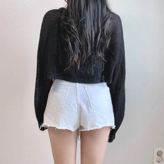 Boucle Knit Cropped Bolero Cardigan