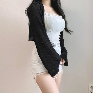 Boucle Knit Cropped Bolero Cardigan