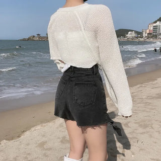 Boucle Knit Cropped Bolero Cardigan
