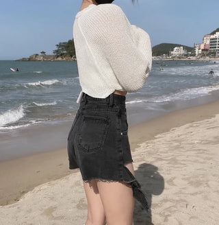 Boucle Knit Cropped Bolero Cardigan