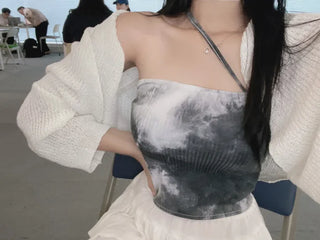 Boucle Knit Cropped Bolero Cardigan