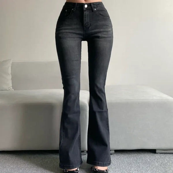 High-waisted Washed Bootcut Pants Denim Jeans Unique Sexy