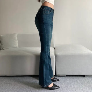 High-waisted Washed Bootcut Pants Denim Jeans Unique Sexy