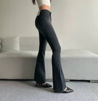 High-waisted Washed Bootcut Pants Denim Jeans Unique Sexy