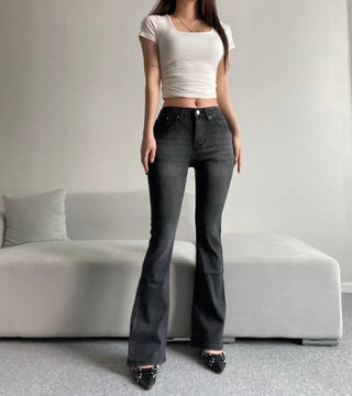High-waisted Washed Bootcut Pants Denim Jeans Unique Sexy