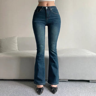 High-waisted Washed Bootcut Pants Denim Jeans Unique Sexy