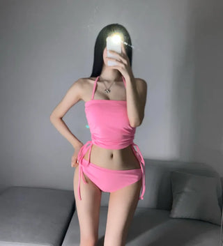 Shirred Halter Neck Bikini Top Unique Staycation Pool