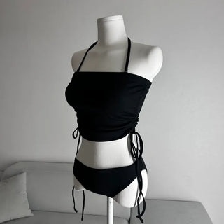 Shirred Halter Neck Bikini Top Unique Staycation Pool
