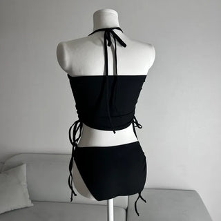Shirred Halter Neck Bikini Top Unique Staycation Pool