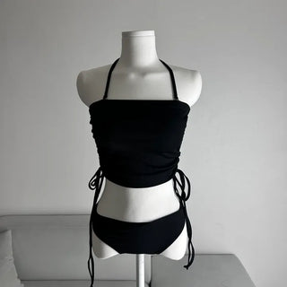 Shirred Halter Neck Bikini Top Unique Staycation Pool