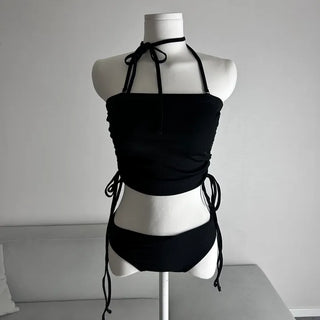Shirred Halter Neck Bikini Top Unique Staycation Pool