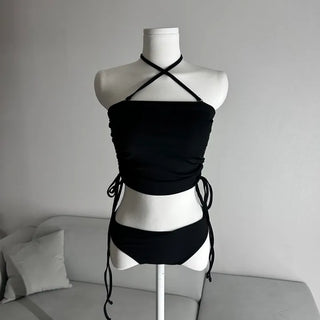 Shirred Halter Neck Bikini Top Unique Staycation Pool