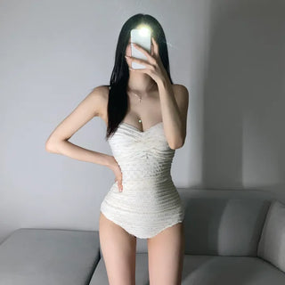 Delicate Fit Flower Punching Twist Monokini One-piece Swimsuit