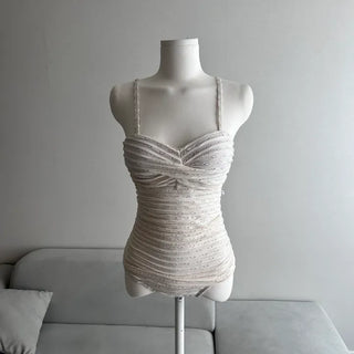 Delicate Fit Flower Punching Twist Monokini One-piece Swimsuit