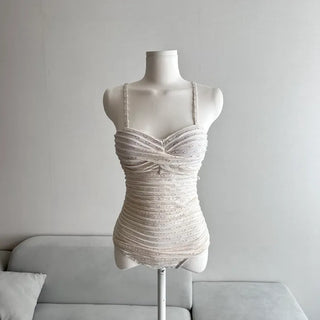 Delicate Fit Flower Punching Twist Monokini One-piece Swimsuit