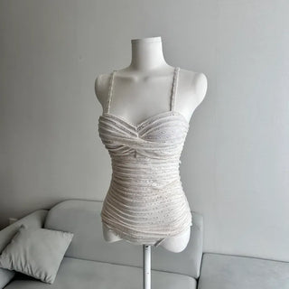 Delicate Fit Flower Punching Twist Monokini One-piece Swimsuit