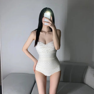 Delicate Fit Flower Punching Twist Monokini One-piece Swimsuit