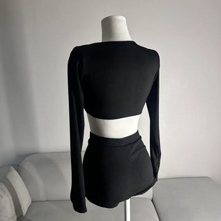 Long Sleeve Twist Bikini Two-Piece Shorts Monokini Rash