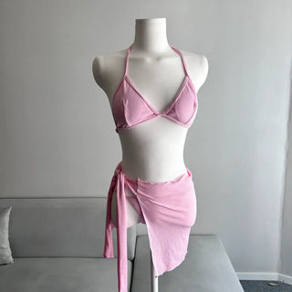 Short Sleeve Piece Bikini Ribbon Cover-up Body Profile
