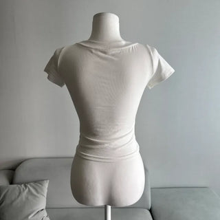 Twinkle Hotfix U-Neck Short Sleeve Tee Crop Summer