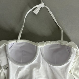 Frill Halterneck Off-shoulder Monokini Beachwear Staycation Look Resort