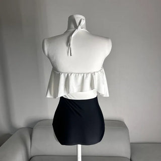 Frill Halterneck Off-shoulder Monokini Beachwear Staycation Look Resort