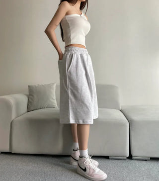 Pintuck Bermuda Pants Training Shorts Unisex Wear Unique